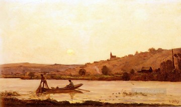 Bord De LOise のシーン Hippolyte Camille Delpy 風景 小川 Oil Paintings